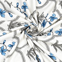 Drap de lit imprimé en coton pur Tropical Bloom Blue pour lit double, queen ou king, literie florale douce pour la décoration moderne de la maison et de l'hôtel