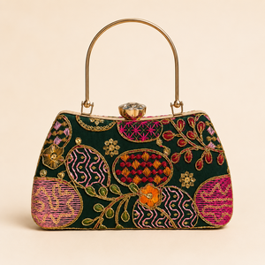 Bolso de Mano Tipo Clutch de Poliéster Bordado Vintage, Mini Bolso con Forro de Satén, Cierre Magnético, Estilo Bohemio de Lujo para Bodas y Fiestas - Product Image 1
