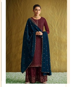 Sharara ชุดเดรสดีไซน์เนอร์สีเขียว,ชุดเจ้าสาวคอลเลกชันดีไซน์เนอร์ปากีสถานชุด Sharara พร้อม Kameez ยาว2022 - Product Image 1