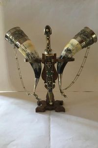 Corne à boire de Viking naturelle sculptée à la main décoration pour bière vin ou eau boeuf/Agate buffle corne polie - Product Image 4