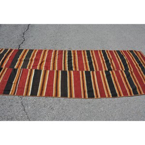 Grand Tapis Rectangulaire Rustique Orange Noir 3.2X9.2 pi Classique Vintage Tapis en Laine Turque Latex pour Couloir Chambre Tapis - Product Image 3