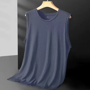 Haute qualité nouveau grande taille à séchage rapide été t-shirt hauts gilet hommes glace soie sans manches respirant refroidissement Nylon solide t-shirts mâle - Product Image 5