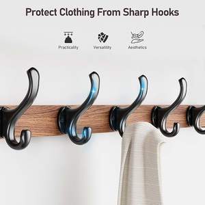 Coat Rack <b>Wall</b> Mount with Shelf, Wood <b>Wall</b> Hooks with <b>Storage</b>, Entryway Shelf with 5 Hangers for Bathroom, Living Room, <b>Bedroom</b> - Product Image 2