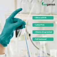 Gants en nitrile verts sans poudre Bergamot X2260GR 6,0 g, résistants aux produits chimiques, résistants aux déchirures, surface texturée, sécurité générale