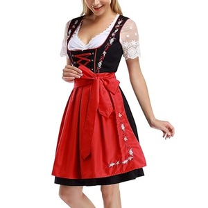 Vente en gros Oktoberfest bavarois Costume adulte bière allemande Wench Dirndl robe avec tablier haut composant pour Festival Cosplay - Product Image 6