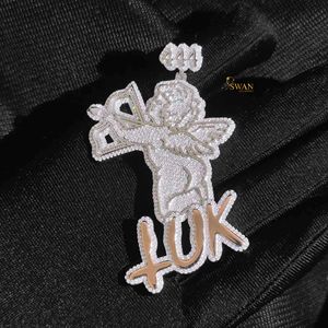 Sparkling 10K Solid Gold Lab Grown Diamond 444 Angel Cupid LUK Custom Pendant Iced Out Hip Hop <b>Necklace</b> Bulk Wholesale Jewelry - Product Image 2