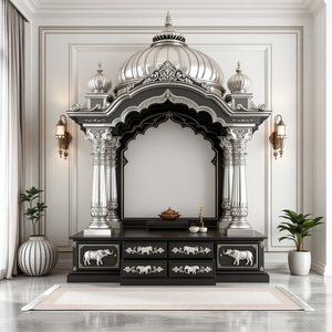 Compre un templo tradicional del sur de la India para el hogar Gopuram de madera tallado a mano para la habitación Pooja hecho de madera de teca - Product Image 3