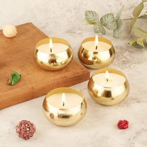 Scented Metal Round Gold Jar <b>Candle</b> Soy Blend Aroma <b>Candle</b> Smokeless Scented <b>Candle</b> Home Decor Events Relaxation <b>Gifting</b> - Product Image 3