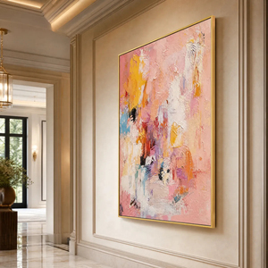 Colorful Textured Abstract Cityscape Oil Painting <b>Framed</b> <b>Canvas</b> Art Contemporary Style Hand Painted Indoor Decor - Product Image 1