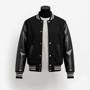 Fabricants de vêtements personnalisés Veste universitaire Letterman à manches en cuir PU pour hommes - Product Image 1