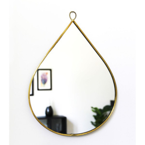 Miroir élégant en forme de cachemire doré avec cadre en métal, conception de goutte de larme, taille personnalisable, décorative murale pour le salon - Product Image 6