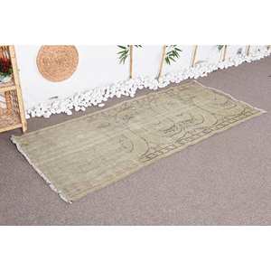 Vintage 2.8 X 6.3ft Vert Laine Tapis Turc Classique Grande Surface Rectangle Abstrait Patchwork Conception Seagrass Latex pour Couloir Utilisation - Product Image 1