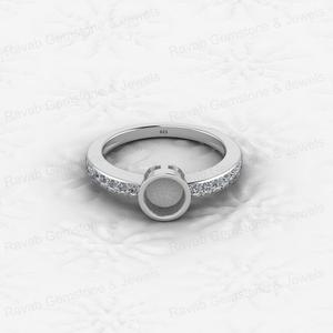 Composants de bijoux en argent sterling 925, semi-monture à sertissage clos 6 mm avec zircone cubique 1,80 carat, pour bague cocktail vierge et bijoux souvenir de lait maternel - Product Image 3