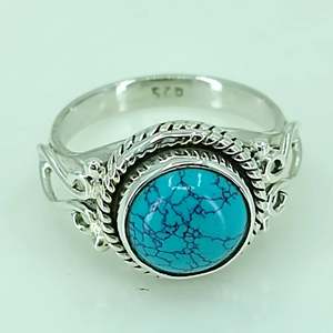 Bague en argent sterling 925 style bohème avec incrustation de turquoise, pierre de naissance de décembre, faite à la main, de haute qualité - Cadeau idéal pour son anniversaire - Product Image 3