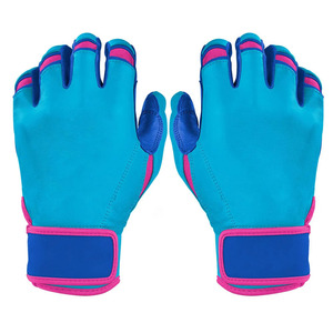 Latest Design Premium Quality Customized Softball Baseball Batting Gloves Blue Cabretta Leather Short Cuff <b>Hook</b> - Product Image 6