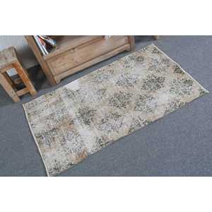 พรมตุรกีขนาดเล็ก 2.3x4 ฟุต พรมขนสัตว์โมร็อกโกสีเบจวินเทจ - Product Image 2