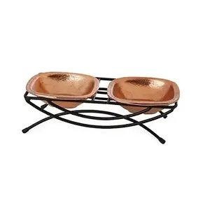 High Quality Gurdon Decorative Pet Feeding Accessories Hot Selling Iron Metal Frame with Copper Bowl for Water Dogs Cats