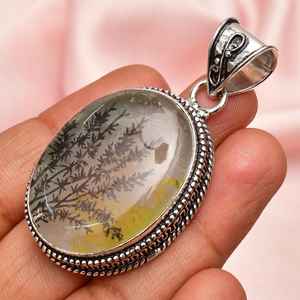 Agate Dendritique 925 Sterling Silver Gemstone Handmade Designer Pendant Fine Jewelry Pendentifs & Charms For Women - Product Image 2