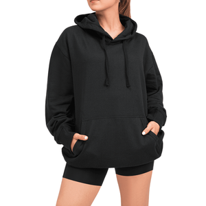 Sweat à capuche oversize pour femme, style décontracté d'hiver, en molleton de coton lourd, broderie, pull ample, style décontracté - Product Image 2