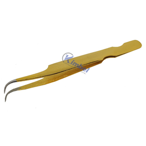 Pince à épiler d'extension de cils de volume à 90 degrés de haute qualité en acier inoxydable pointu avec logo personnalisé poignée en diamant solide - Product Image 6