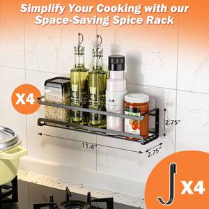 Armoire en métal en fer noir étagère à épices organisateur de cuisine enduit de poudre Durable pour garde-manger maison Restaurant utiliser Base stable à 4 niveaux - Product Image 4