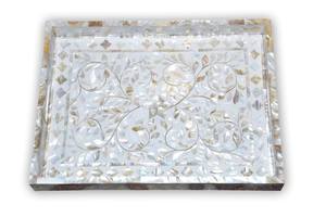 Luxury MOP Inlay Serving <b>Tray</b> White Resin Eid Mubarak <b>Tray</b> for Special Occasions Ramadan Eid Wedding Party Gifts <b>Tray</b> Platter - Product Image 2
