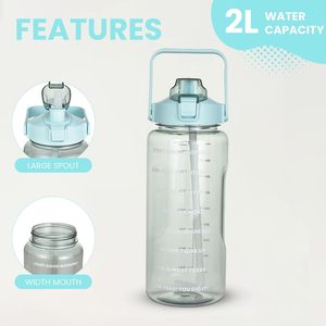 Ensemble de bouteilles 3 en 1 chaudes bouteille d'eau de <span class=keywords><strong>motivation</strong></span> pour enfants bouteille d'eau en plastique de sport en gros avec paille pour l'école des enfants - Product Image 3