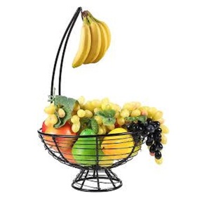 Panier de rangement en fer de luxe Nouveau design Paniers de fruits et légumes alimentaires Panier de rangement Couleur noire Ustensiles de cuisine - Product Image 1