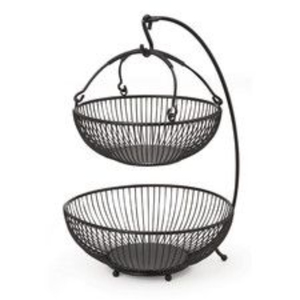 Home Decorative Iron Wire Fruits <b>Baskets</b> With Handle <b>Round</b> Shape Bronze Finished Large 3 Tier Tabletop Storage <b>Basket</b> - Product Image 4