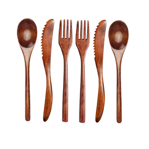 Juego de cubiertos de madera recién hechos a mano para decoración del hogar y cubiertos de servicio de metal para usos domésticos artículos espejados, acero - Product Image 1