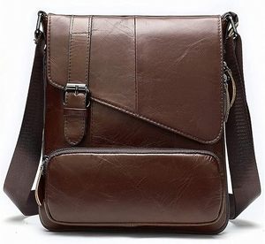 Bolso bandolera de cuero genuino para hombre de diseñador de lujo, bolso de hombro con cierre de cremallera al mejor precio - Product Image 6