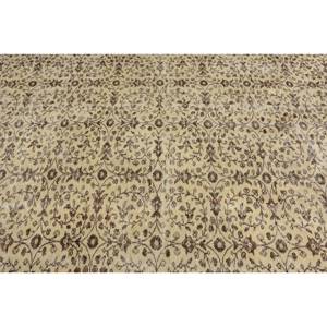 Tapis en laine marron beige classique 5x8ft Style turc Patchwork Rectangle soutenu en latex pour salon chambre ou Bedside-4m largeur - Product Image 5