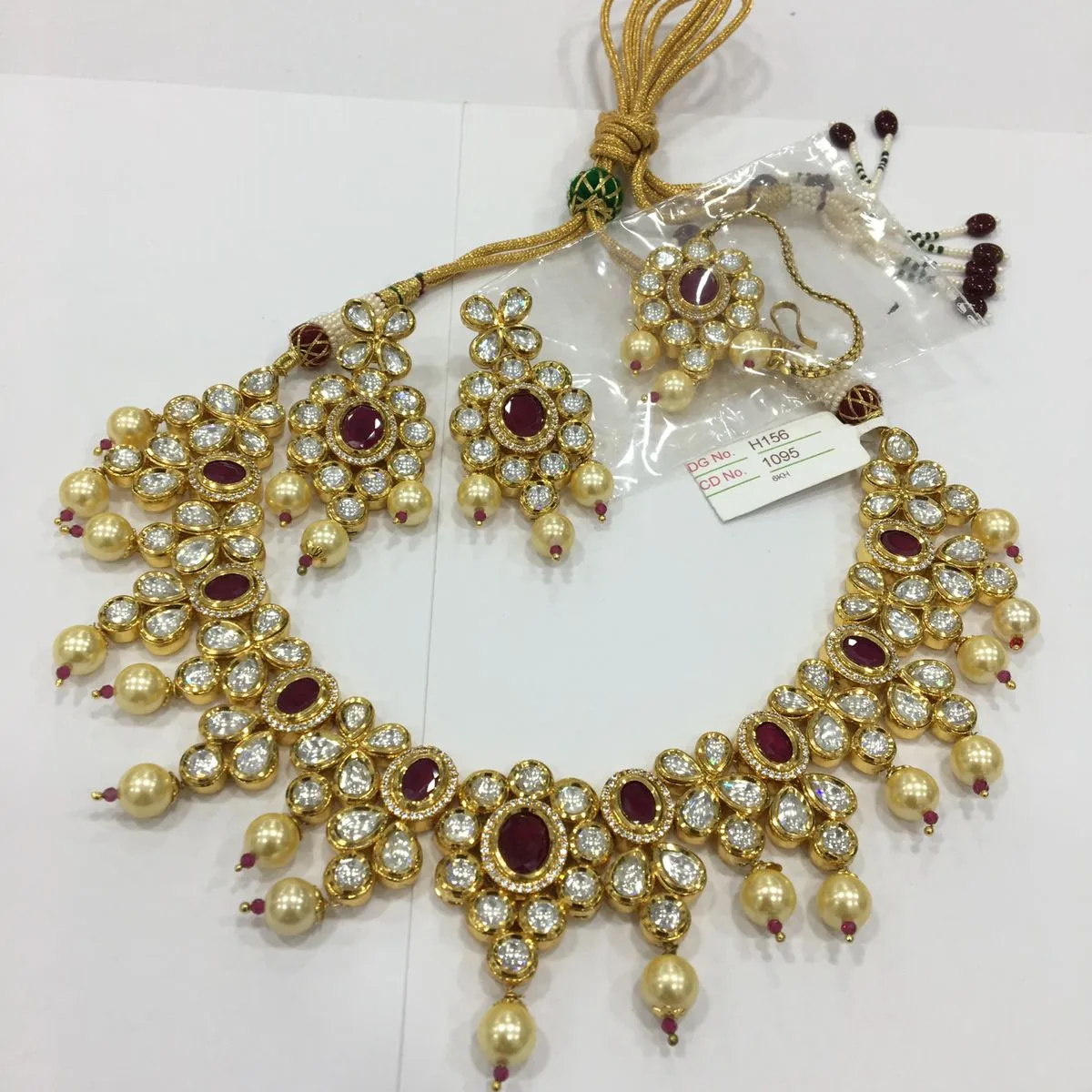 Bohemian Ruby Multi Colour Stone Studded Gold Plated South Indian Wedding Bridal Necklace Latest fashion for Brides & Women