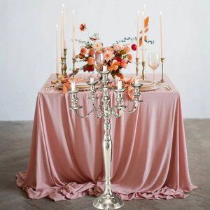 5 Arms Wedding Decorative Floor Candelabra Shiny Aluminum <b>Heavy</b> <b>Duty</b> Of Metallic Candelabra For Home Dining Table Decor - Product Image 2
