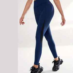 High-Waist Spandex Nylon Fitness <b>Leggings</b> <b>with</b> Side <b>Pocket</b> Breathable Stretch Gym Wear for Women - Product Image 1