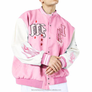 Venta al por mayor a granel chaqueta de invierno de los Hombres Nuevo diseño de gran tamaño Chenille Bomber con béisbol apliques Letterman frente patrón de retazos - Product Image 1