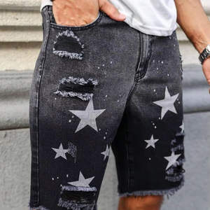 Wholesale High Demand Men's Distressed <b>Denim</b> <b>Shorts</b> Raw Edge Hem <b>Ripped</b> Washed <b>White</b> Paint Solid Eco-Friendly Quick Dry - Product Image 6