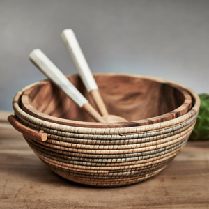 ชามเสิร์ฟอาหารและผลไม้ทำจากไม้ไผ่ทรงกลมชามเสิร์ฟอาหารดีไซน์น่าชื่นชมชามช็อคโกแลตไม้สักเหมาะสำหรับห้องครัว - Product Image 4