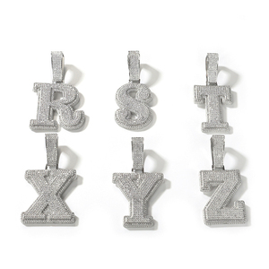 High Quality VVS Moissanite Iced Full Diamonds Letter <b>Initial</b> Name Fine <b>Pendants</b> & Charms Personalized Custom Charm <b>Pendants</b> - Product Image 2