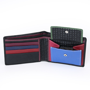 Cartera corta plegable con bloqueo RFID de cuero genuino Multicolor súper delgada con forro de algodón para hombres regalo perfecto hecho a mano - Product Image 6