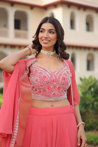 Lehenga Choli de diseñador de 4 metros de largo, con tela de georgette sintética suave de primera calidad, ideal para bodas y eventos, ofrece un toque de lujo. - Product Image 6