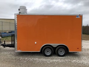 <b>Orange</b> Mobile Food Trailer Stainless Steel Food Truck Trailer Dual Axle Mobile Kitchen for Catering - Product Image 4