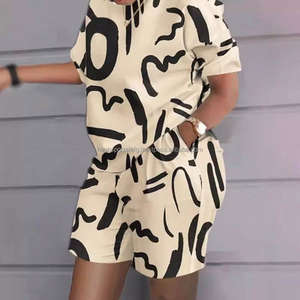 Ensemble de vêtements d'été pour femmes en gros, tailles S-6XL, style européen et américain, avec t-shirt court imprimé et short, ensemble deux pièces grande taille - Product Image 4