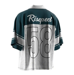 เสื้อฟุตบอลอเมริกัน Risepect 58 แขนสั้นสำหรับผู้ชาย ผ้าตาข่ายระบายอากาศ ชุดกีฬา พิมพ์หมายเลขทีม ดีไซน์ด้านหลัง - Product Image 2