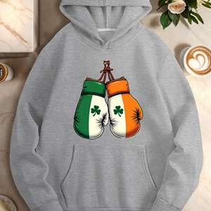 Sudadera con Capucha Casual para Mujer, con Estampado de la Bandera Irlandesa, 100% Poliéster, Sudadera Gruesa de Forro Polar y Cuello Redondo - Product Image 5