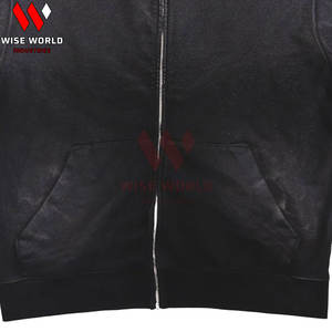 Sudadera con Capucha de Felpa de Algodón para Hombre, Color Negro, con Logotipo Personalizado Bordado, Tinte Liso, Transpirable y Ecológica - Product Image 4