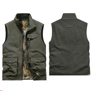 Chaleco de Trabajo de Verano para Hombre, de Lona de Algodón, Multibolsillos, Sin Mangas, para Pesca, con Cuello en V y Cremallera, 180g - Product Image 3