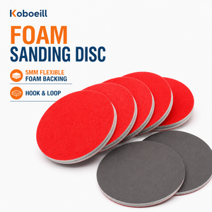 Disque de ponçage en mousse 5 pouces 125 mm à fixation auto-agrippante, papier abrasif éponge à l'oxyde d'aluminium <span class=keywords><strong>pour</strong></span> préparation de la peinture et finition des surfaces - Product Image 1