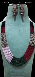 Conjunto de collar con cuentas de cristal para mujer Conjunto de collar de lujo mínimo - Product Image 3