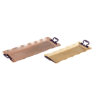 Bandeja de servicio rectangular de metal plateado y plateado con asa Borde en relieve Hogar Restaurante Hotel Ensalada Herramientas - Product Image 6